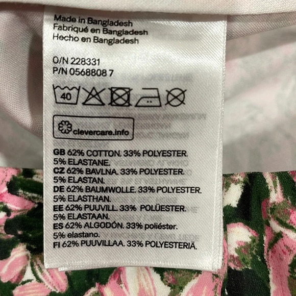 NWOT H&M Ankle Length Pink Green Floral Dress Pant 4 - Picture 15 of 16